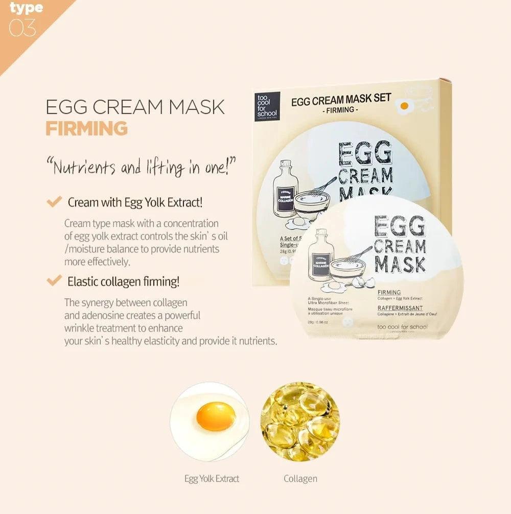 [TOO COOL FOR SCHOOL] Egg Cream Mask Set #Firming (5 Sheets) Mask Sheet TOO COOL FOR SCHOOL
