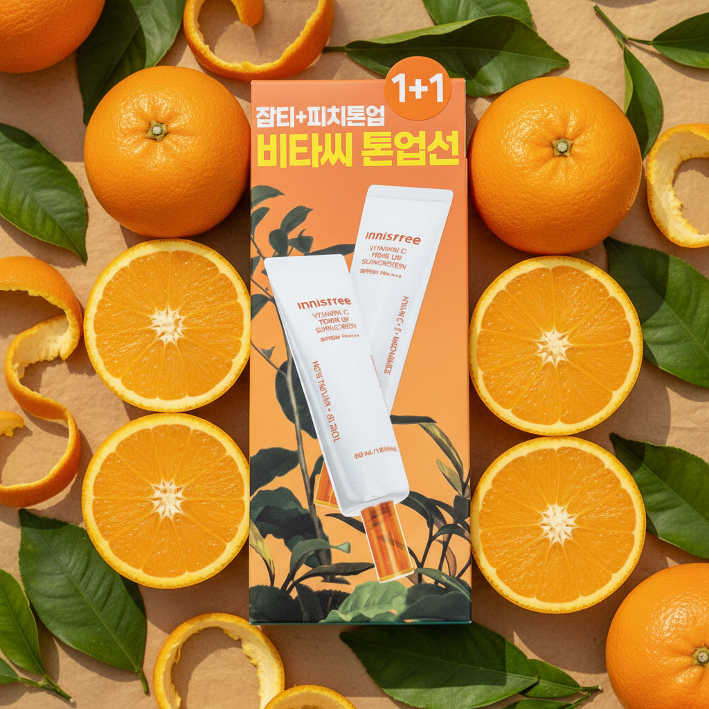 Innisfree Vitamin C Spot Tone-up Sunscreen 50ml+50ml-thekimyoung.com