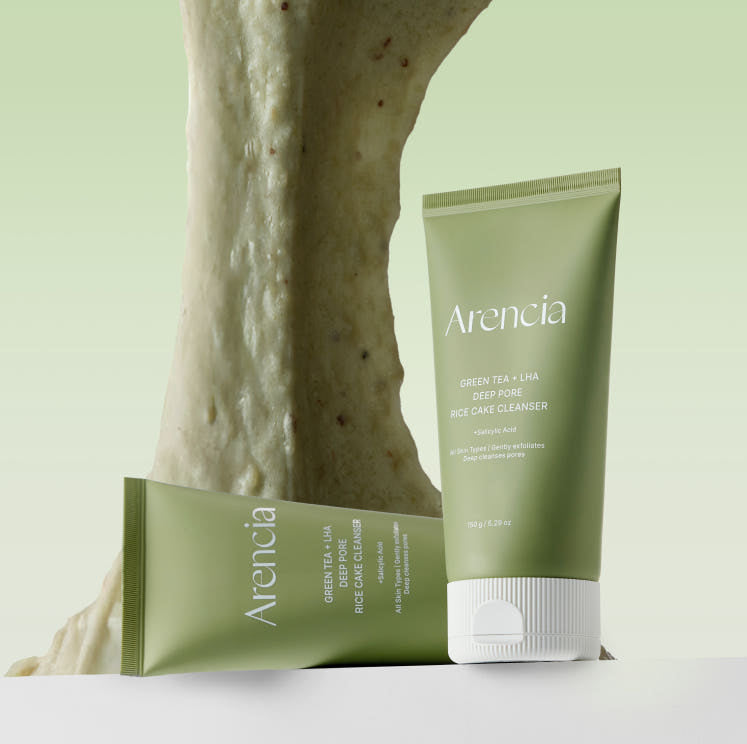 Arencia - Green Tea + LHA Deep Pore Rice Cake Cleanser (150ml)-thekimyoung.com