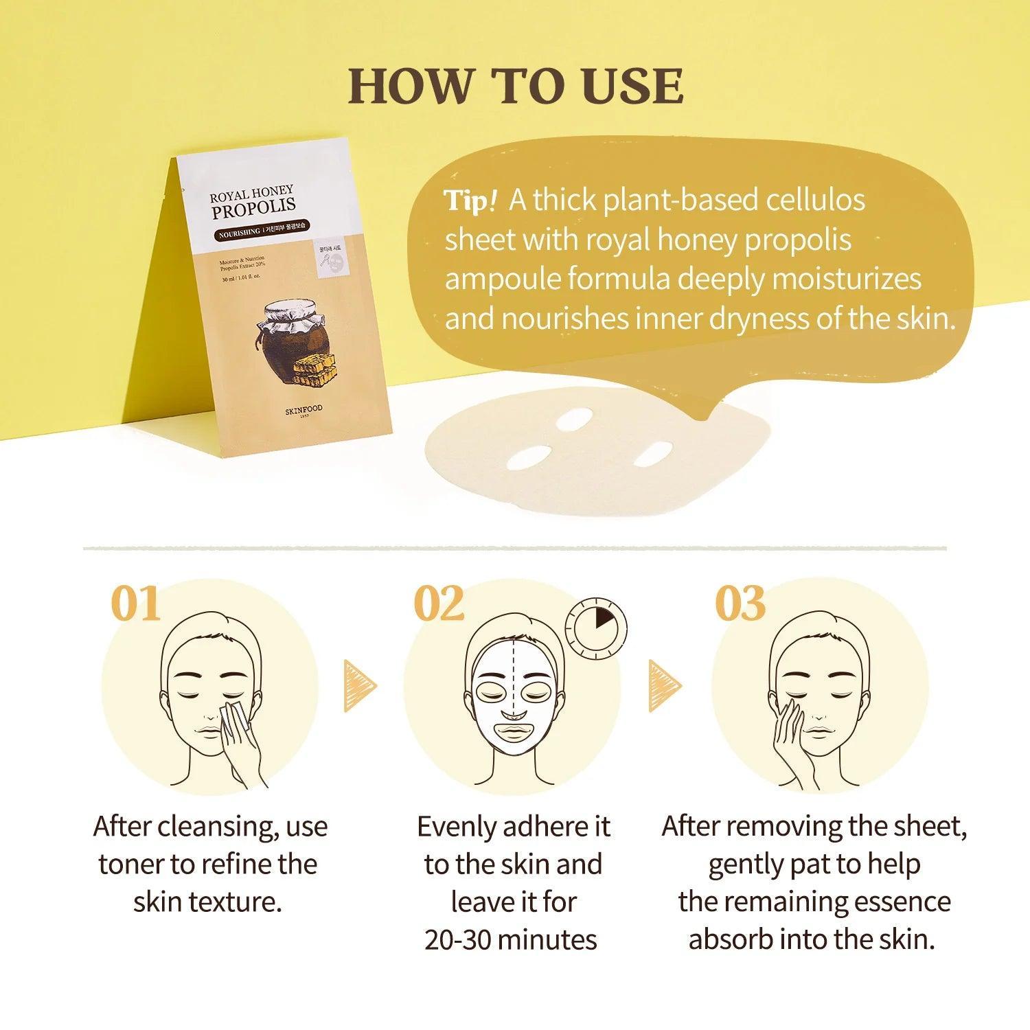 SKINFOOD Royal Honey Propolis Mask 30ml X 10ea-thekimyoung.com