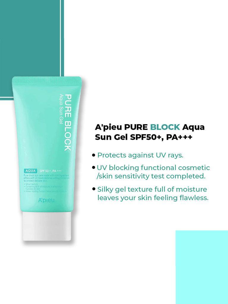 A'pieu Pure Block Aqua Sun Gel SPF50+/PA+++ 50ml-thekimyoung.com