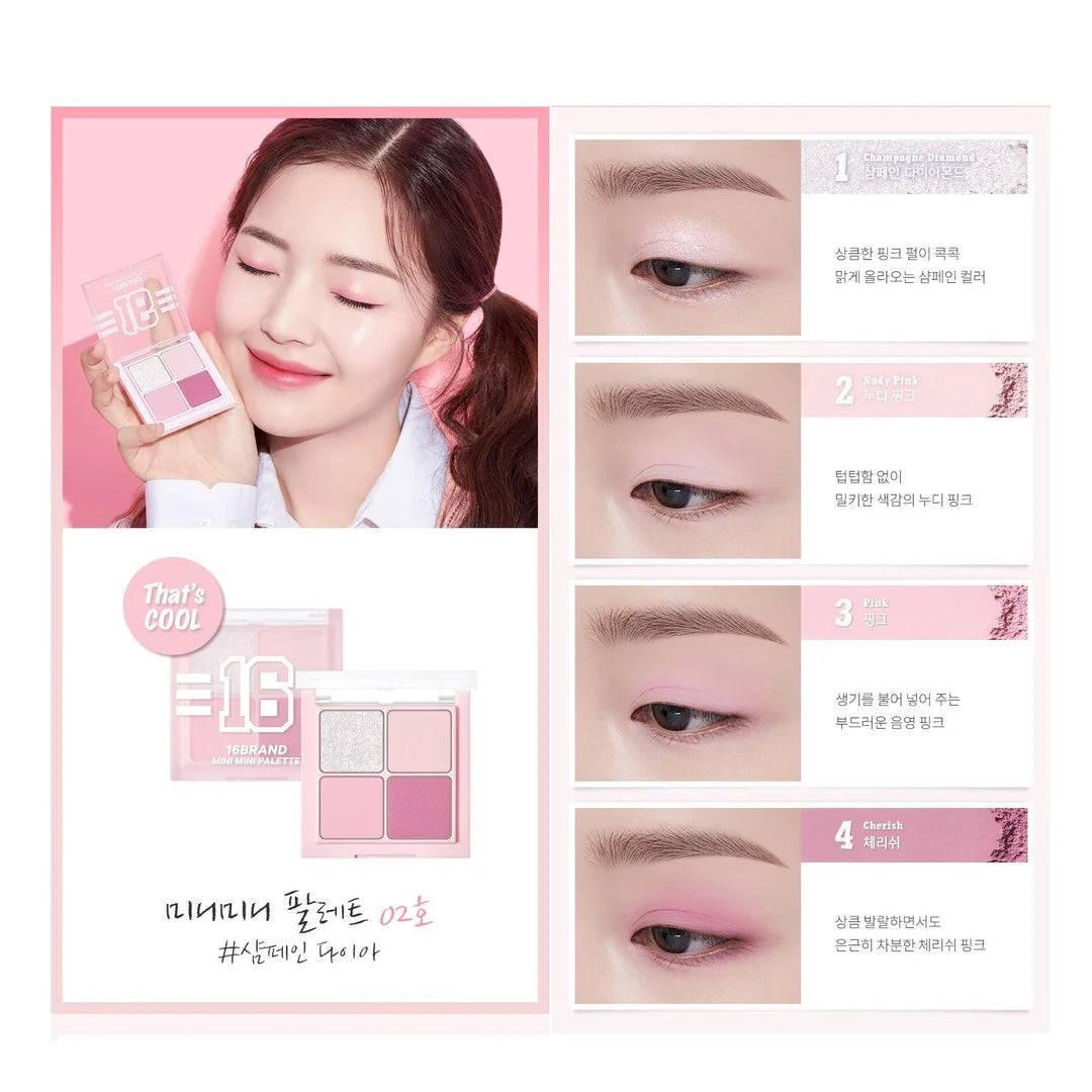 16BRAND MINI MINI PALETTE (2colors) EYESHADOW 16BRAND #02 Champagne Diamond