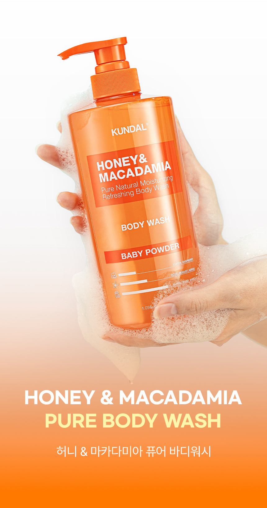 KUNDAL Honey & Macadamia Pure Body Wash 1058ml-thekimyoung.com