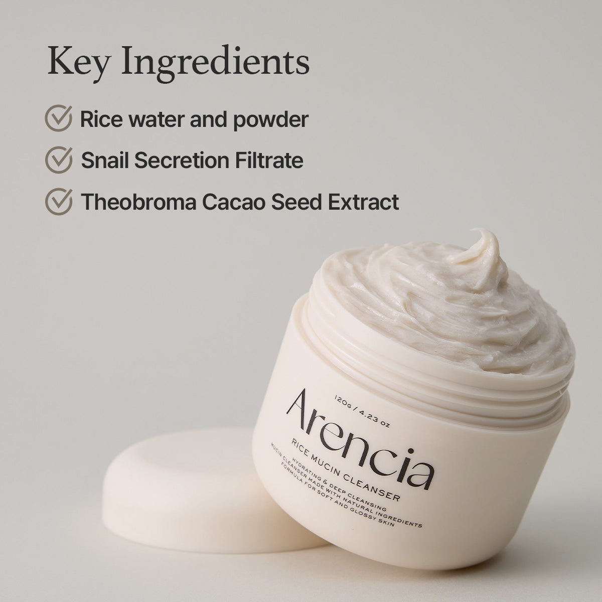 Arencia - Rice Mucin Face Cleanser (120g)-thekimyoung.com