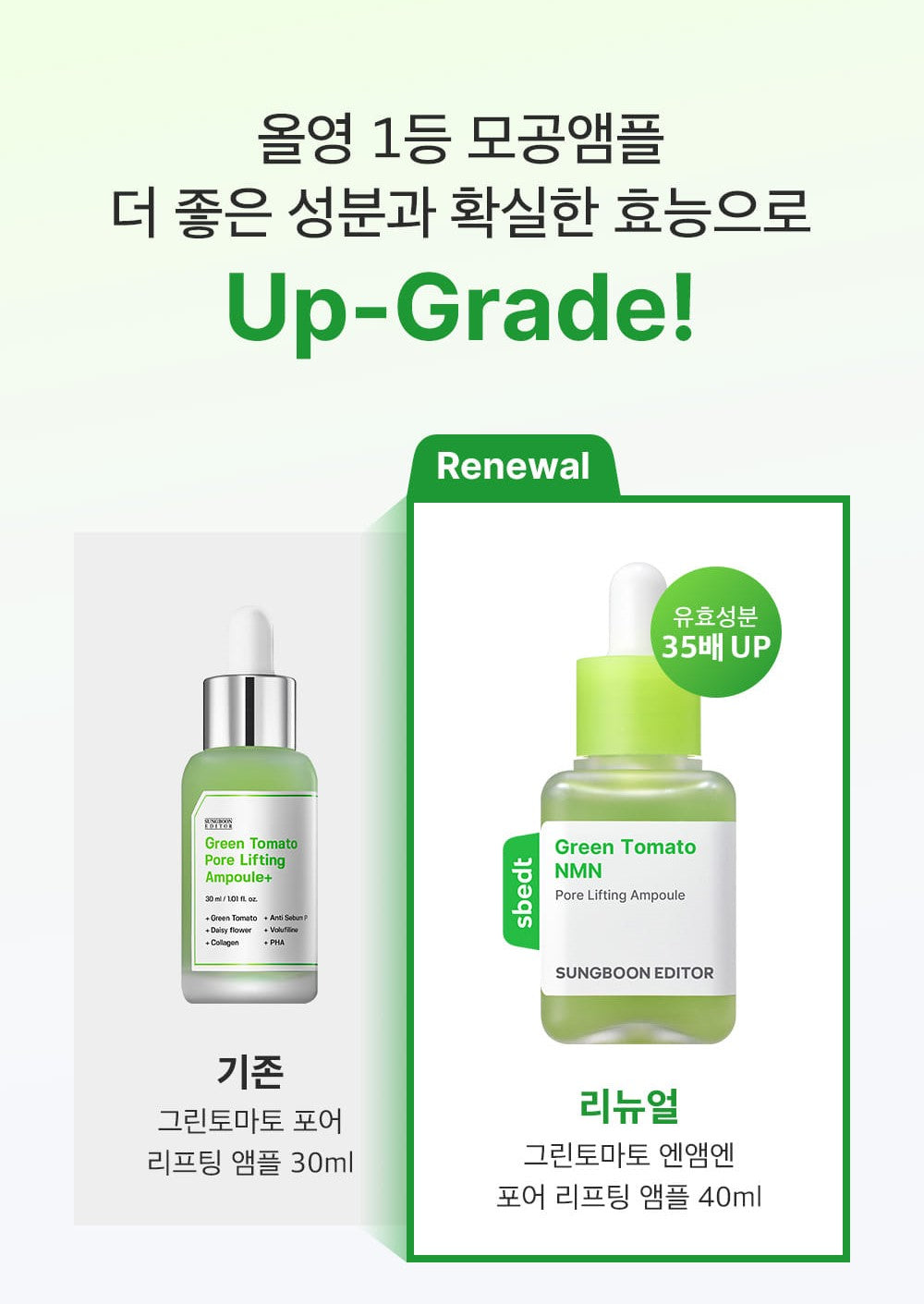Sungboon Editor Green Tomato NMN Pore Lifting Ampoule 40ml Ampoule Sungboon Editor