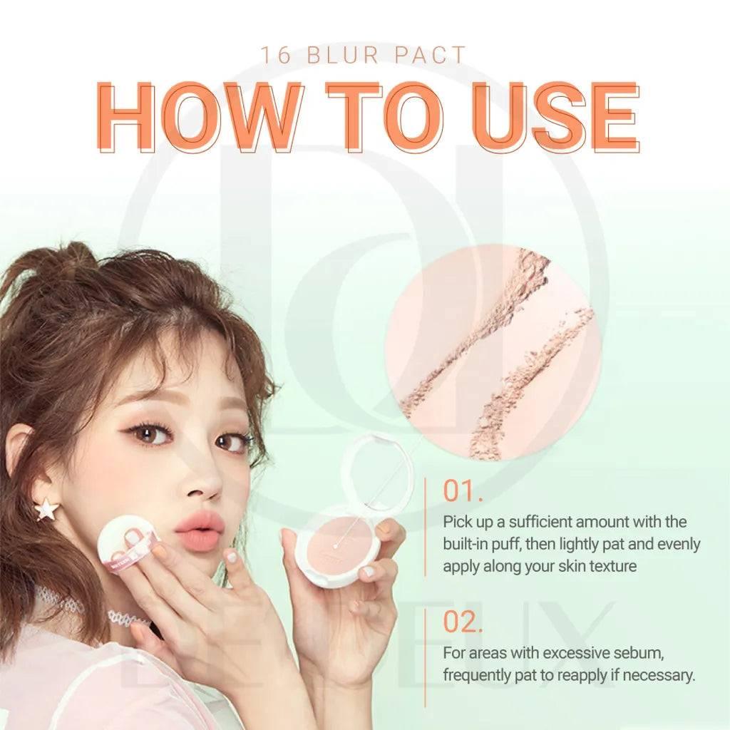 16BRAND Blur Pact 8g #SKIN BEIGE Face Powder 16BRAND