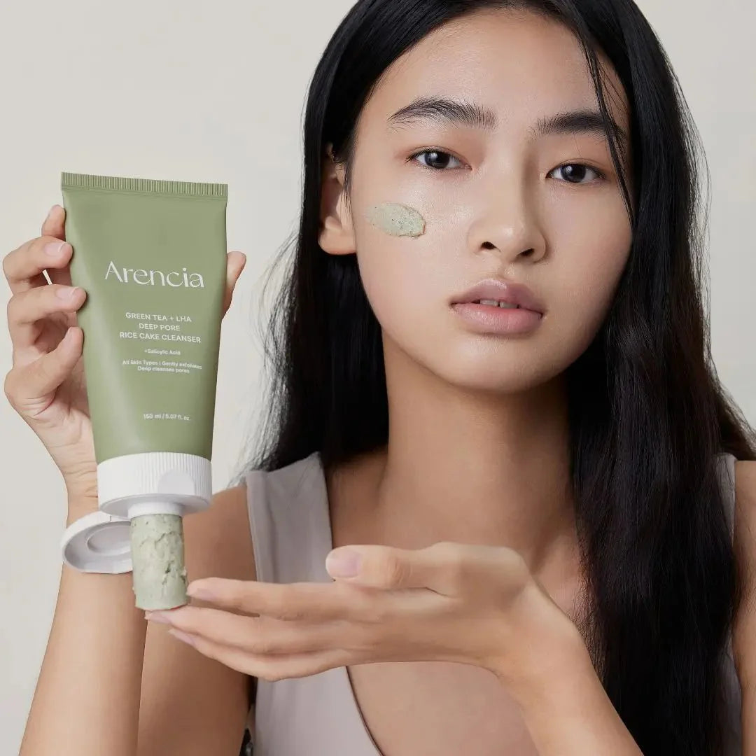 Arencia - Green Tea + LHA Deep Pore Rice Cake Cleanser (150ml)-thekimyoung.com