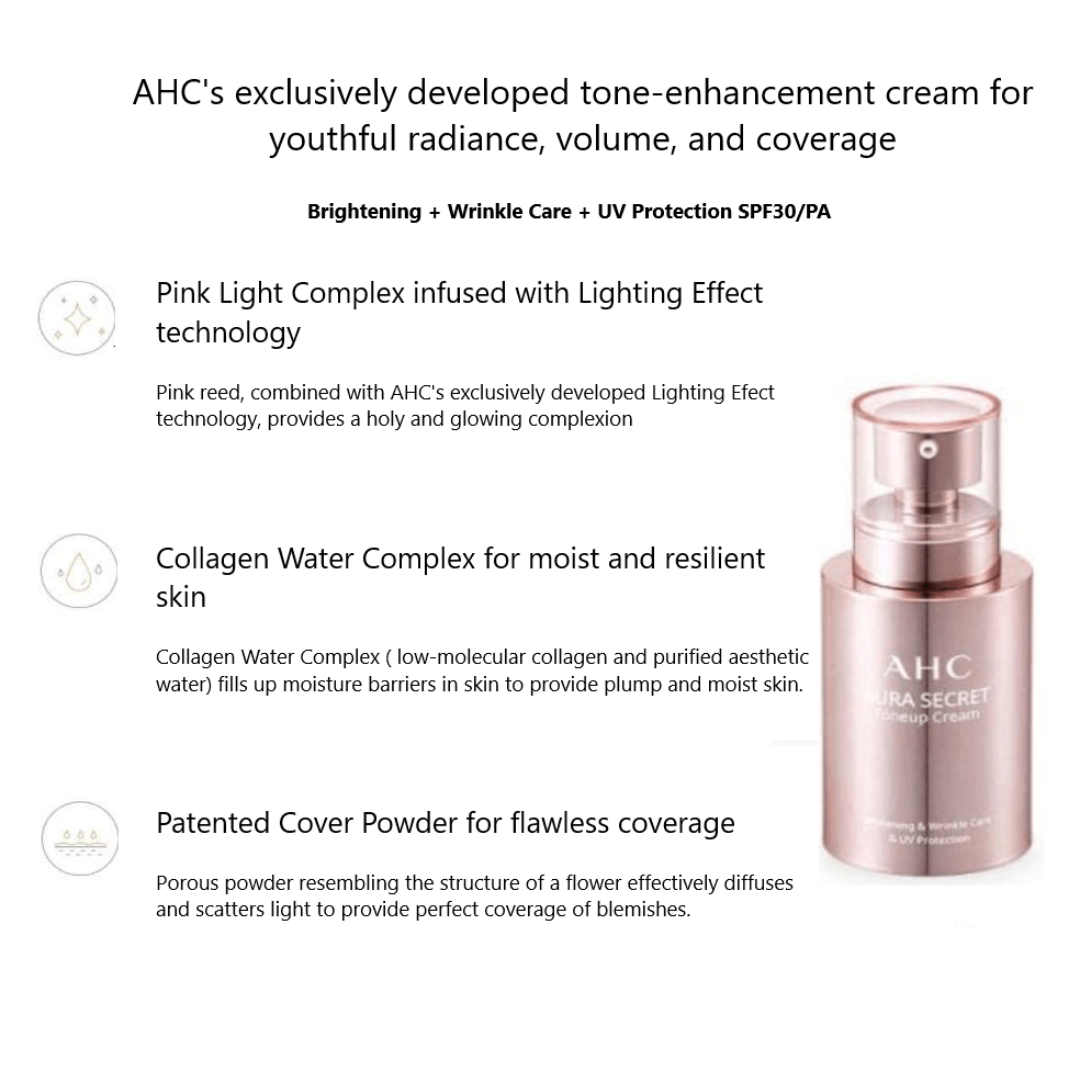 AHC AURA SECRET TONE UP CREAM SPF30 PA++ 50ml X 2ea Tone Up Cream AHC