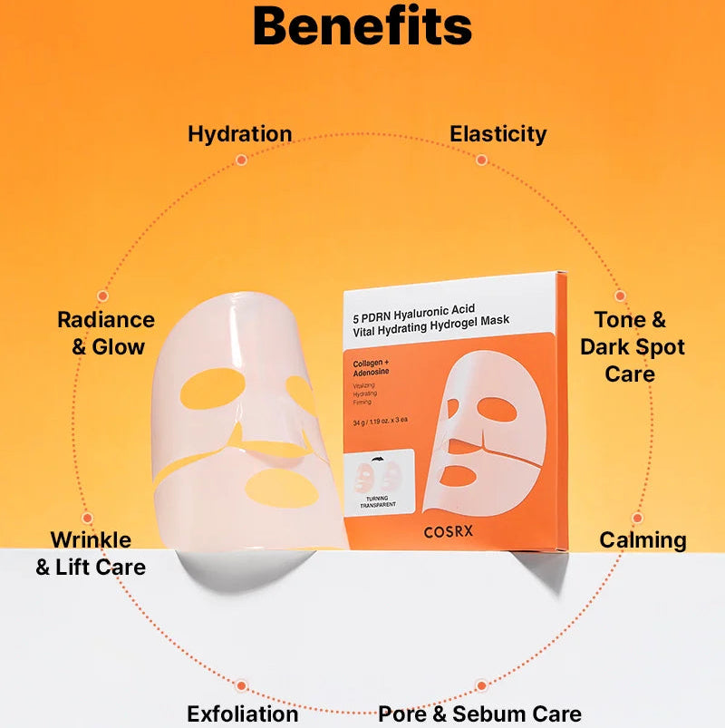 COSRX - 5 PDRN Hyaluronic Acid Vital Hydrating Hydrogel Mask (1 Pack 3ea)-thekimyoung.com