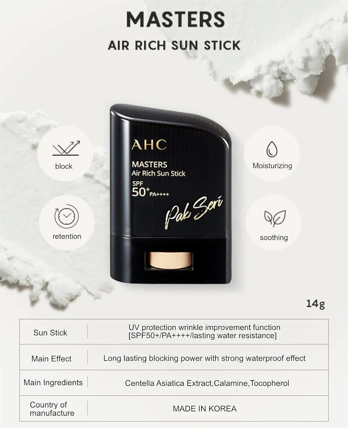 AHC Masters Air Rich Sun Stick SPF50+ PA++++ 14g-thekimyoung.com