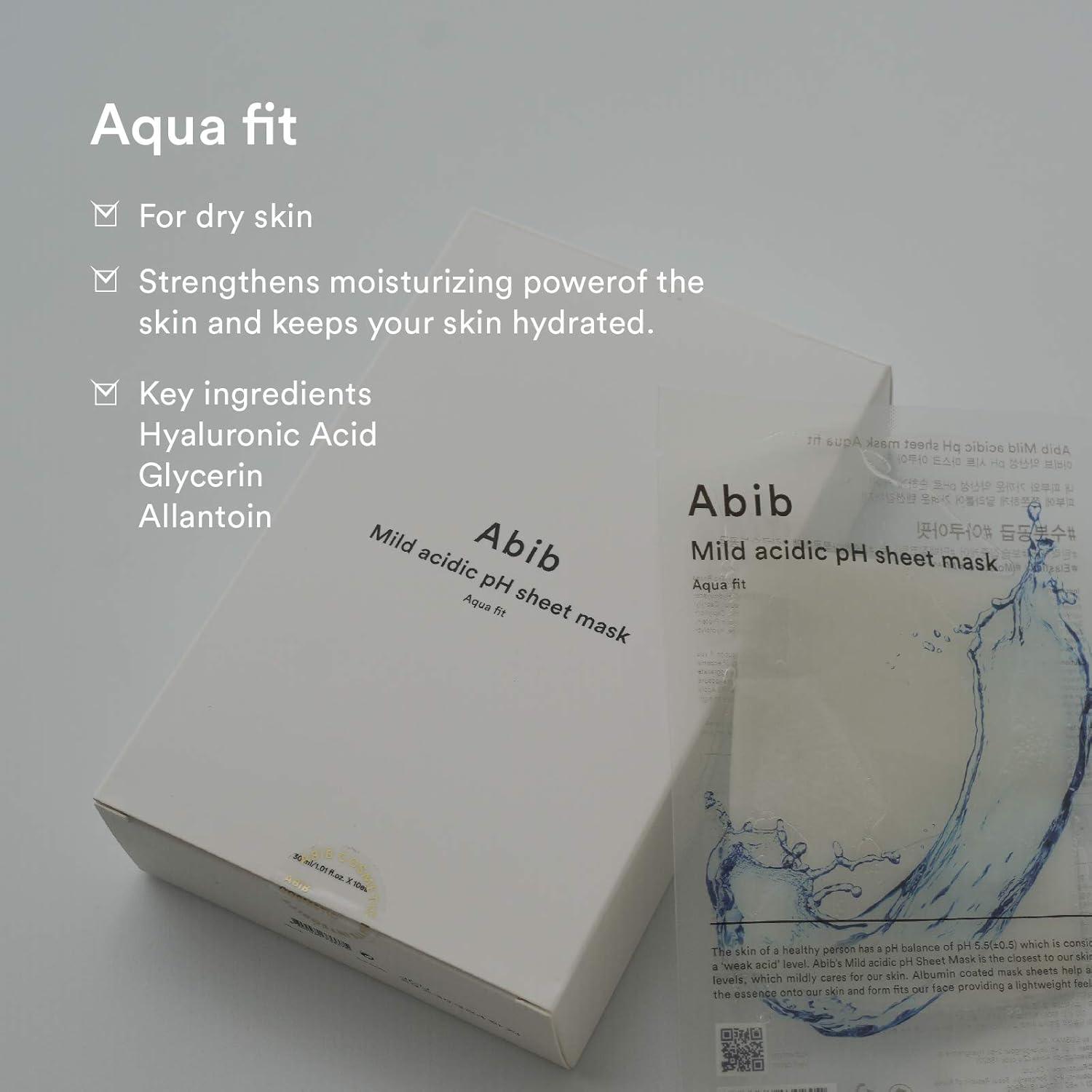 Abib Mild acidic pH sheet mask Aqua fit 30ml x 10-thekimyoung.com