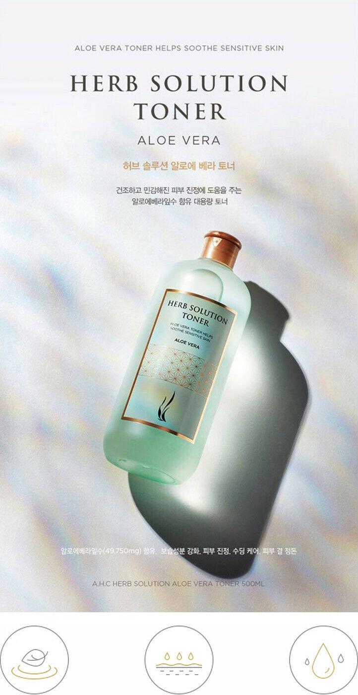 AHC Herb Solution Toner, Aloe Vera 500ml Toner AHC