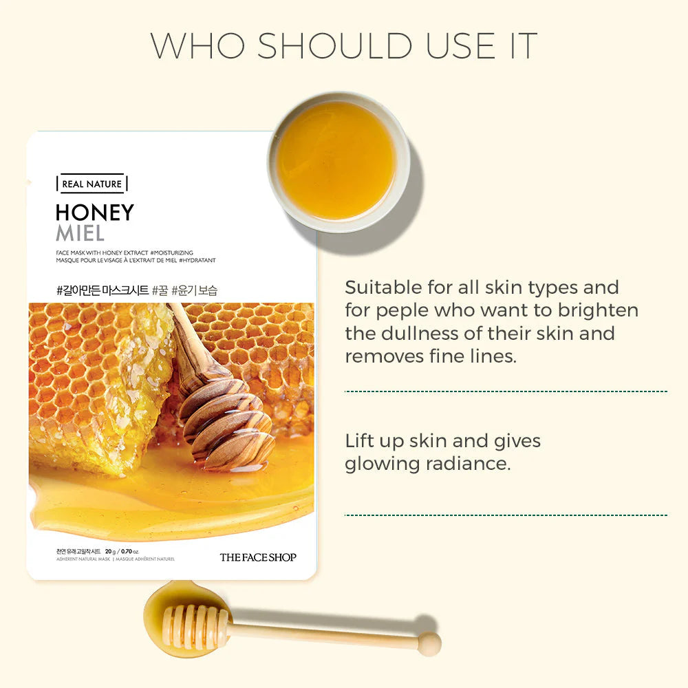 THE FACE SHOP - Real Nature Honey Face Mask (20g X 10ea)-thekimyoung.com