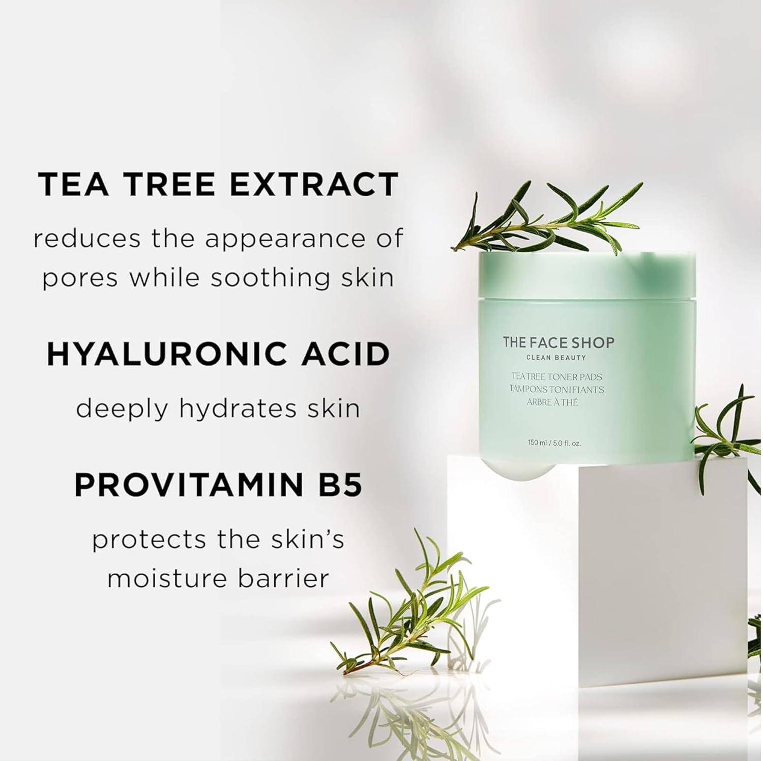 THE FACE SHOP Tea Tree Toner Pads 150ml (70 Sheets)-thekimyoung.com