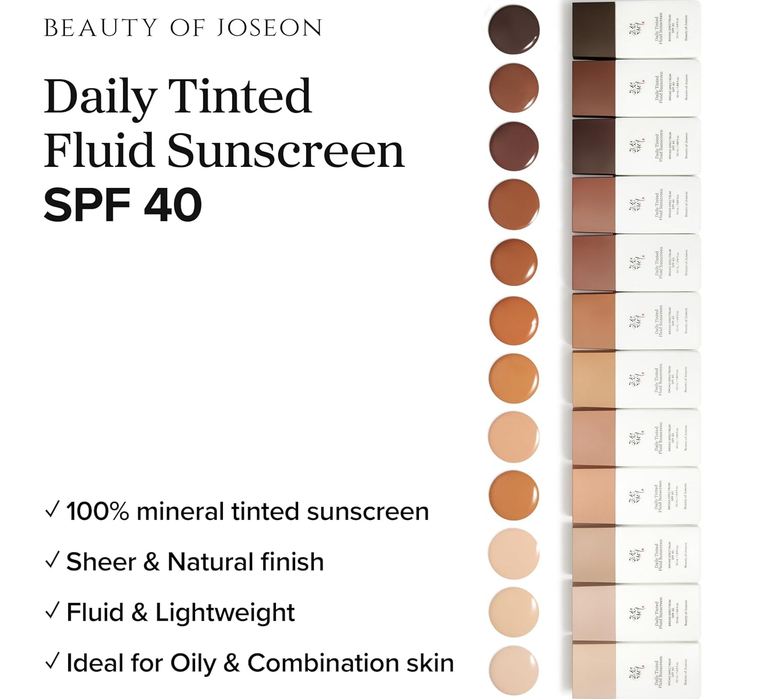 Beauty of Joseon - Daily Tinted Fluid Sunscreen SPF50+ PA+++ (12 Shades) (50ml)-thekimyoung.com