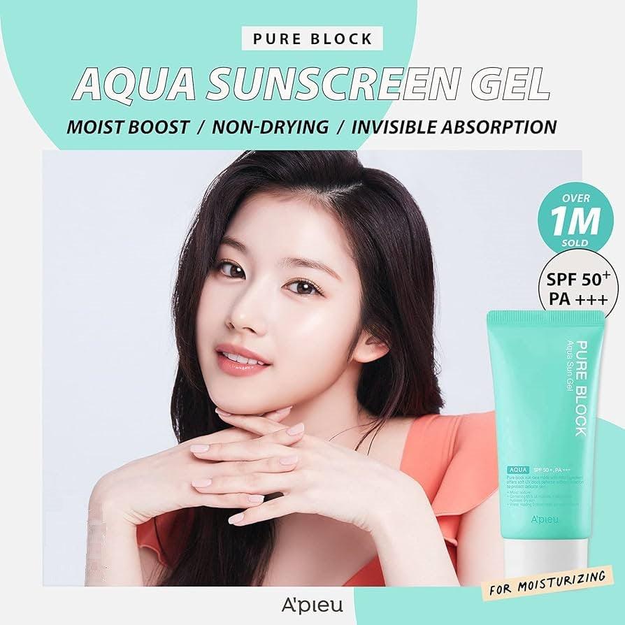 A'pieu Pure Block Aqua Sun Gel SPF50+/PA+++ 50ml-thekimyoung.com