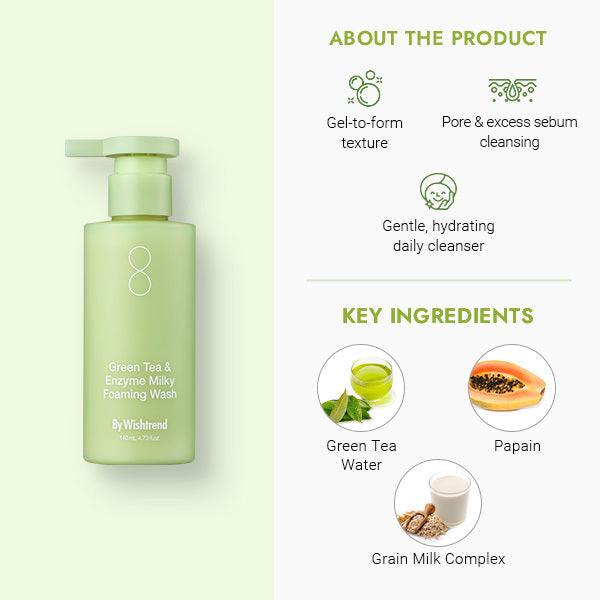 [By Wishtrend] Green Tea & Enzyme Milky Foaming Wash 140ml Cleansing Foam By Wishtrend