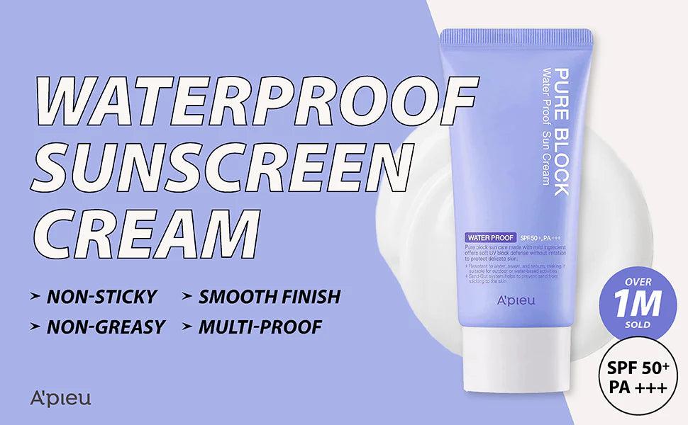 A'pieu Pure Block Sun Cream Waterproof Sun Cream SPF50/PA+++ 50ml-thekimyoung.com