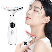 Routop Galvanic Face Neck Massager Sonic Vibration EMS Microcurrent Heating Light Care Face Massager Routop
