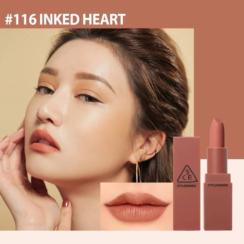 3CE Mood Recipe Matte Lip Color 3.5g (5 Colors) #No1 Lipstick 3CE #116 Inked Heart