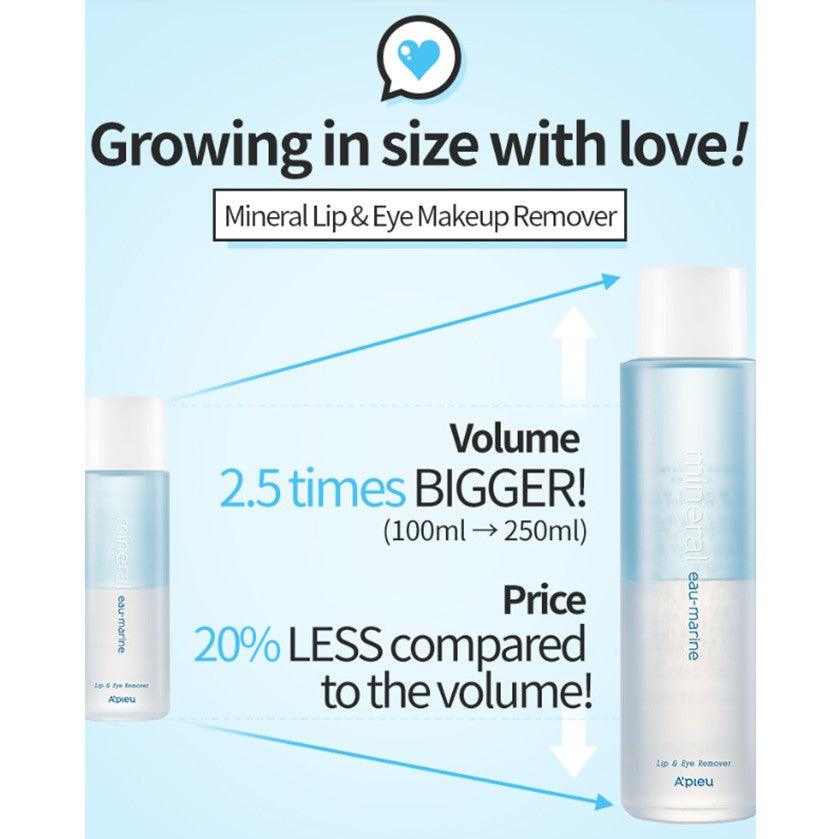 A'pieu MINERAL LIP AND EYE REMOVER EAU-MARINE-thekimyoung.com