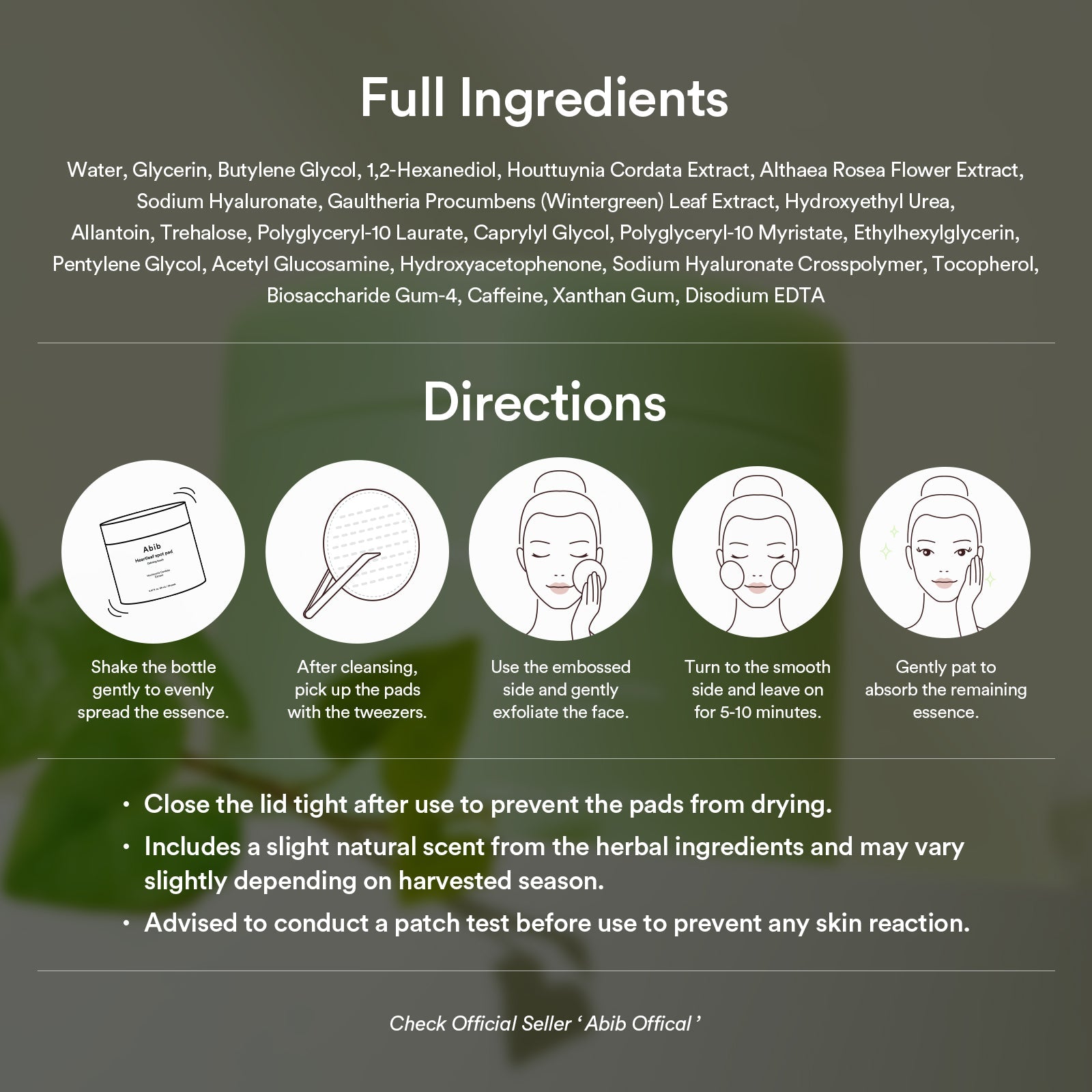 Abib Heartleaf spot pad Calming touch 150ml(80 pads)-thekimyoung.com