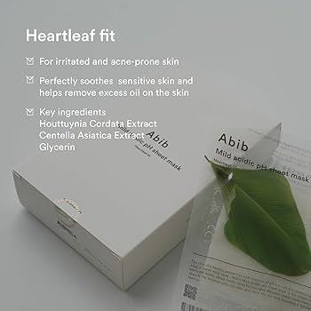 Abib Mild acidic pH sheet mask Heartleaf Fit (10 sheets) Mask Sheet Abib