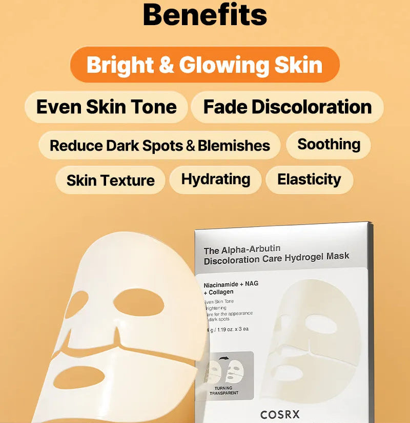 COSRX - The Alpha-Arbutin Discoloration Care Hydrogel Mask (3 Sheets)-thekimyoung.com