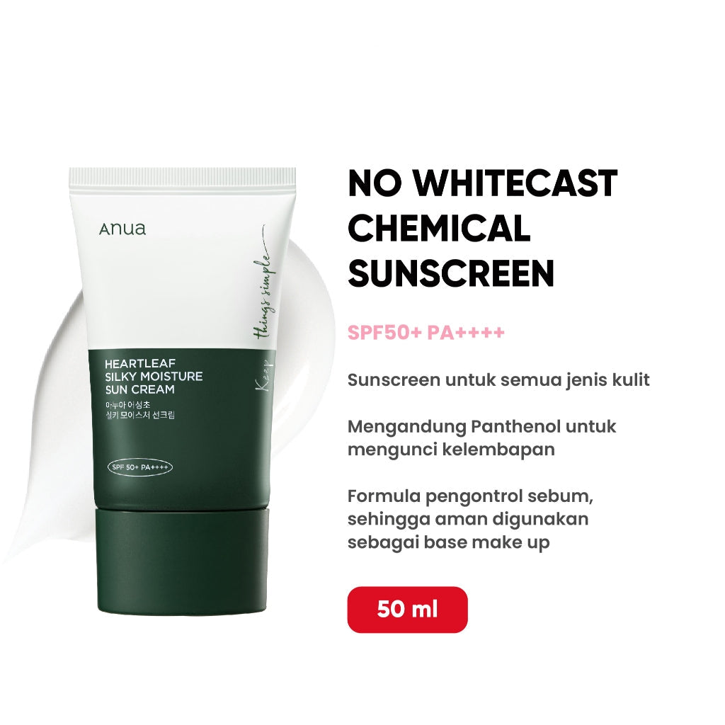 Anua Heartleaf Silky Moisture Sunscreen SPF50+ - 50ml+50ml (Double Pack)-thekimyoung.com