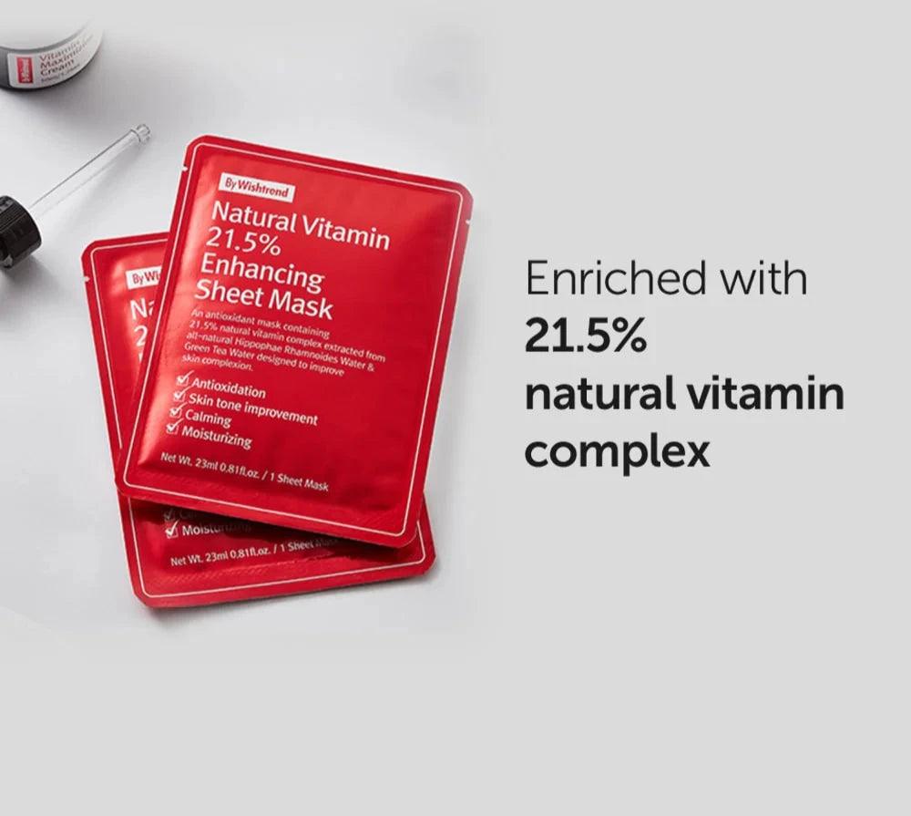 [By Wishtrend] Natural Vitamin 21.5 Enhancing Sheet Mask 23ml-thekimyoung.com
