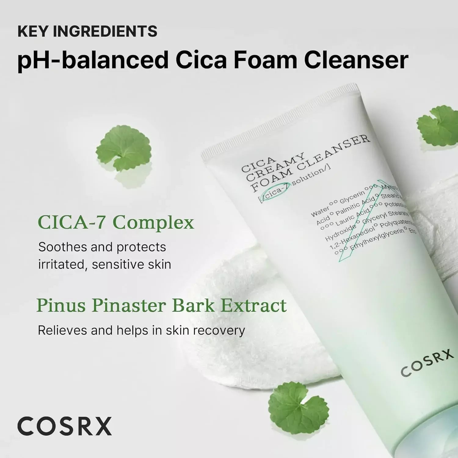 COSRX - Pure Fit Cica Creamy Foam Cleanser (150ml)-thekimyoung.com