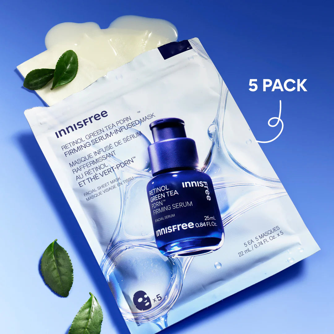 Innisfree New Retinol PDRN Skin Booster Ampoule Gel Mask Sheet (5 Sheets)-thekimyoung.com