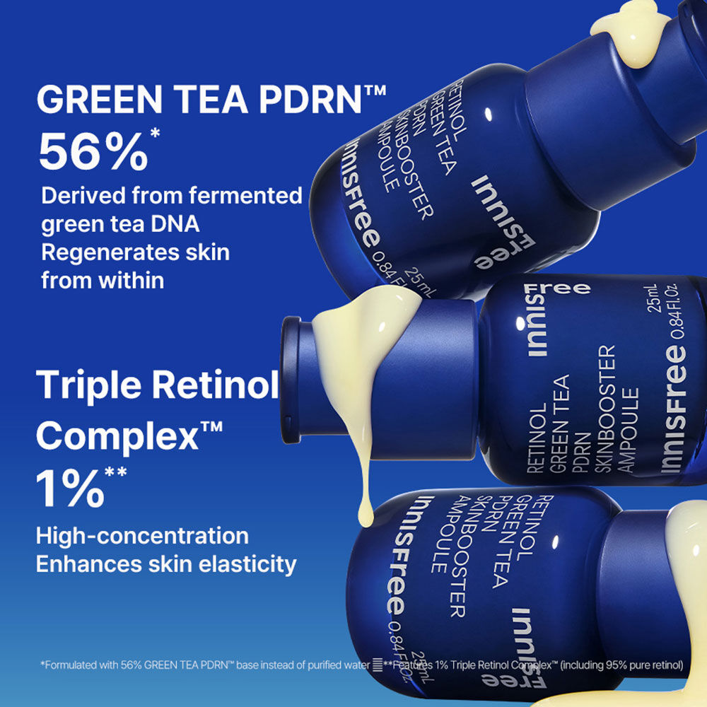 Innisfree Retinol Green Tea PDRN Skin booster Ampoule-thekimyoung.com