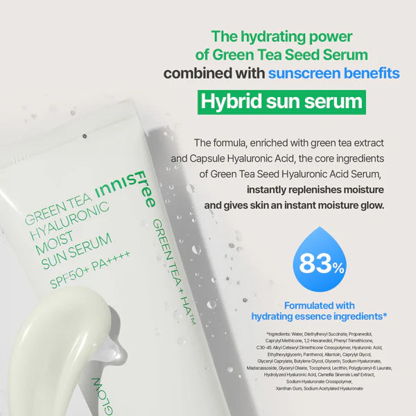 Innisfree Green Tea Hyaluronic Acid Moisture Sun Serum (50ml)-thekimyoung.com