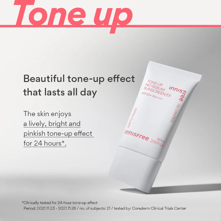 Innisfree Tone Up No Sebum Sunscreen EX SPF50+ PA++++ 60ml-thekimyoung.com