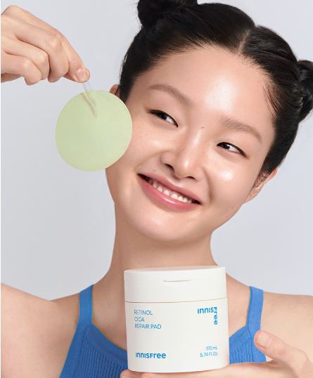 Innisfree Retinol Cica Repair Pad 60ea – Toner Pad for Soothing Blemish & Exfoliating Care-thekimyoung.com