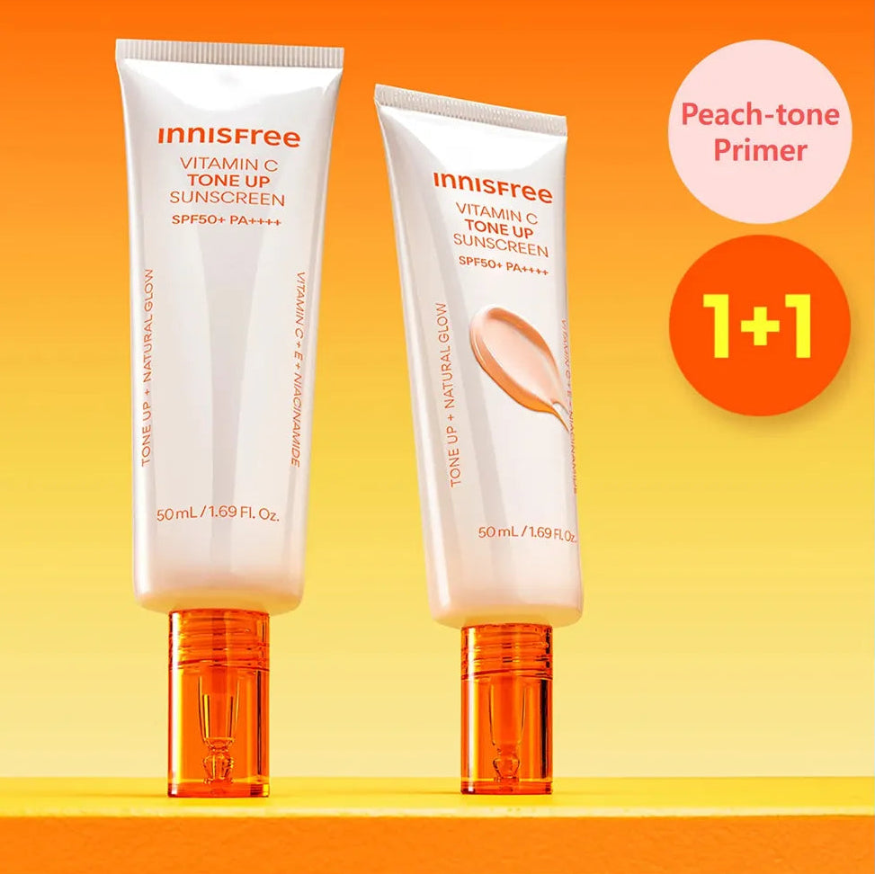 Innisfree Vitamin C Spot Tone-up Sunscreen 50ml+50ml-thekimyoung.com