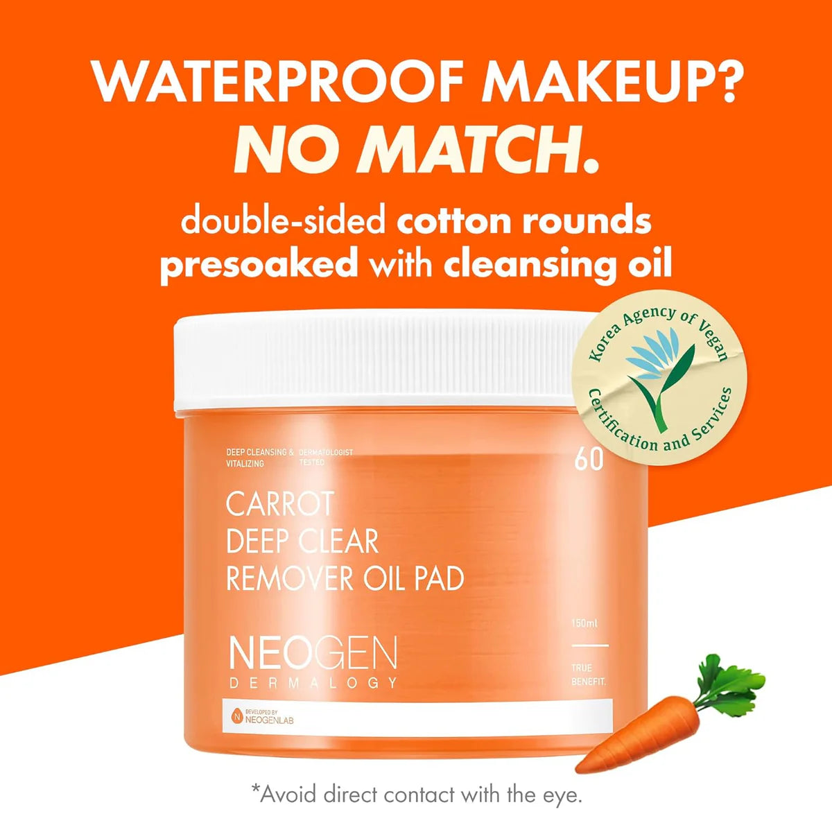 NEOGEN - Dermalogy Carrot Deep Clear Remover Oil Pad 150ml, (60 pads)-thekimyoung.com