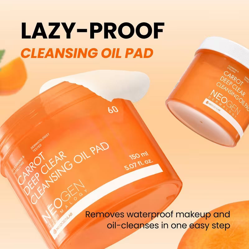 NEOGEN - Dermalogy Carrot Deep Clear Remover Oil Pad 150ml, (60 pads)-thekimyoung.com