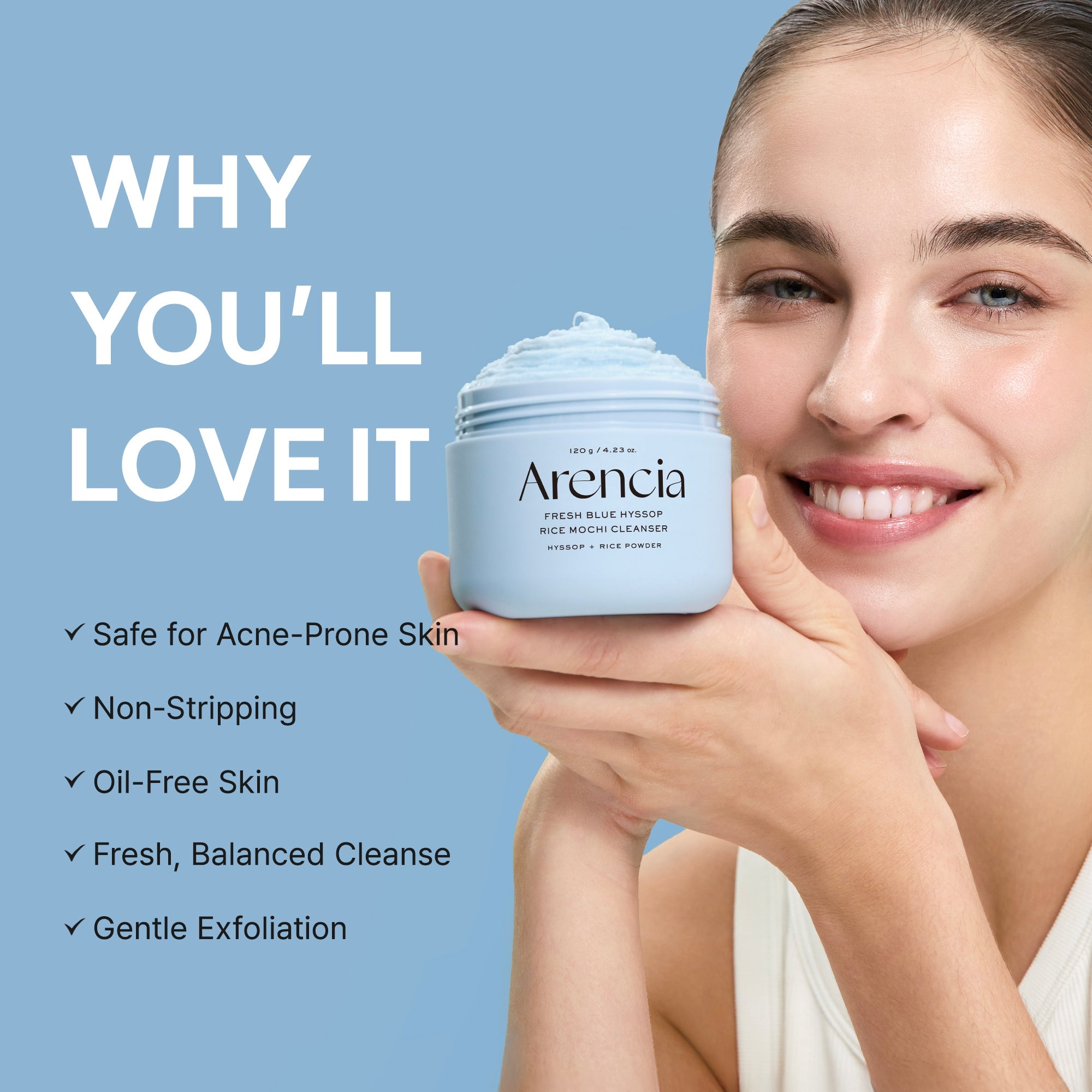 Arencia - Blue Hyssop Rice Mochi Cleanser (120g)-thekimyoung.com