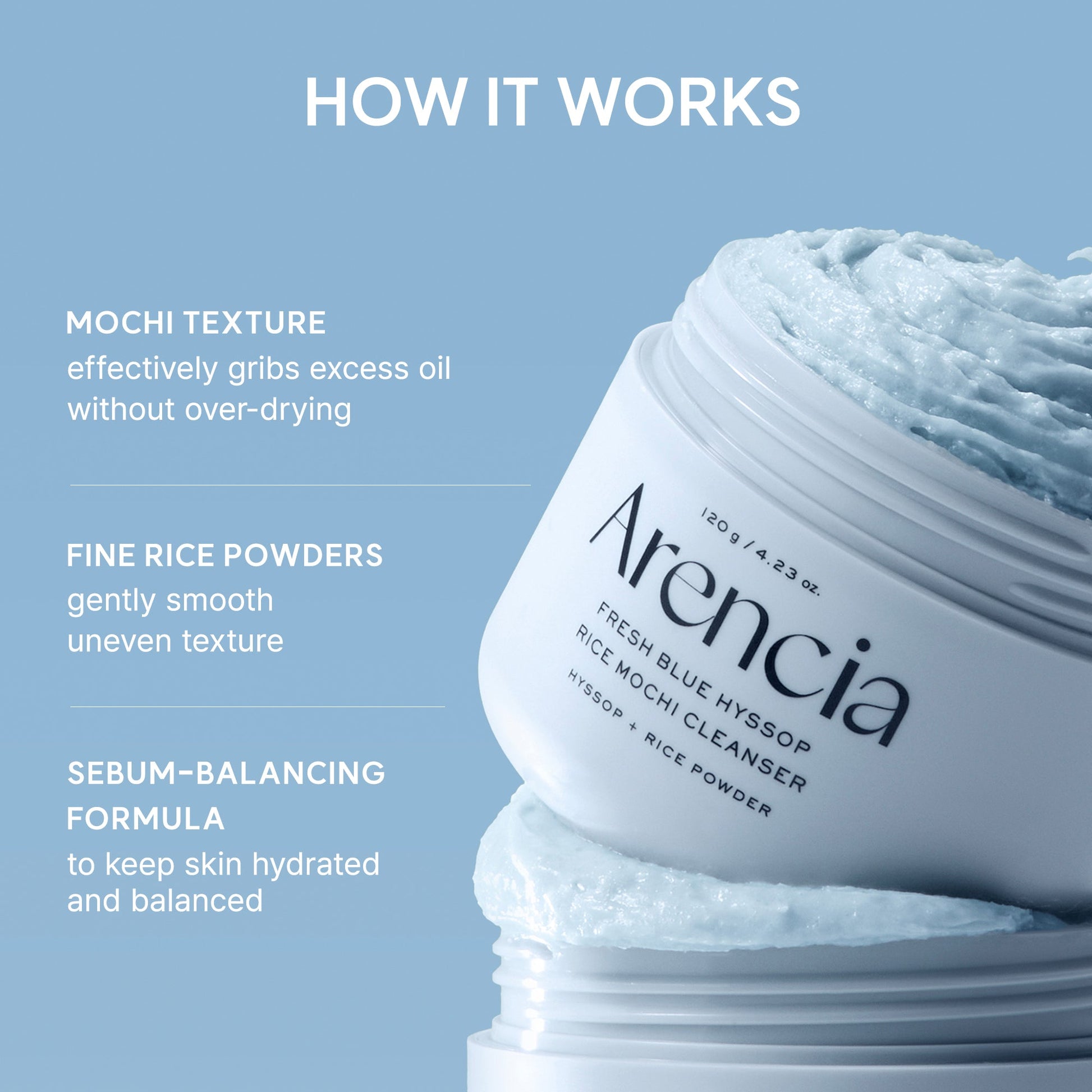 Arencia - Blue Hyssop Rice Mochi Cleanser (120g)-thekimyoung.com