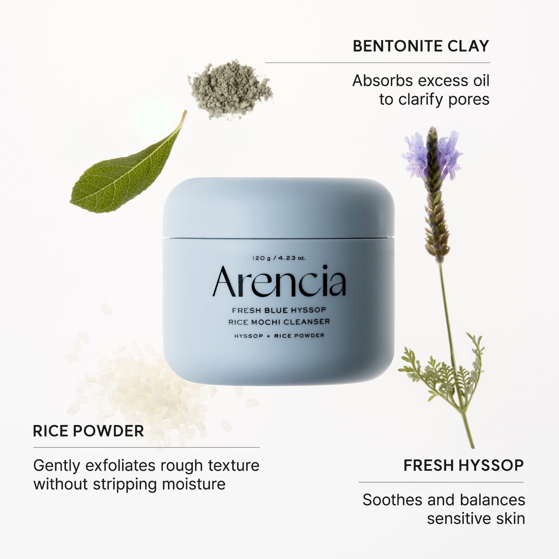 Arencia - Blue Hyssop Rice Mochi Cleanser (120g)-thekimyoung.com