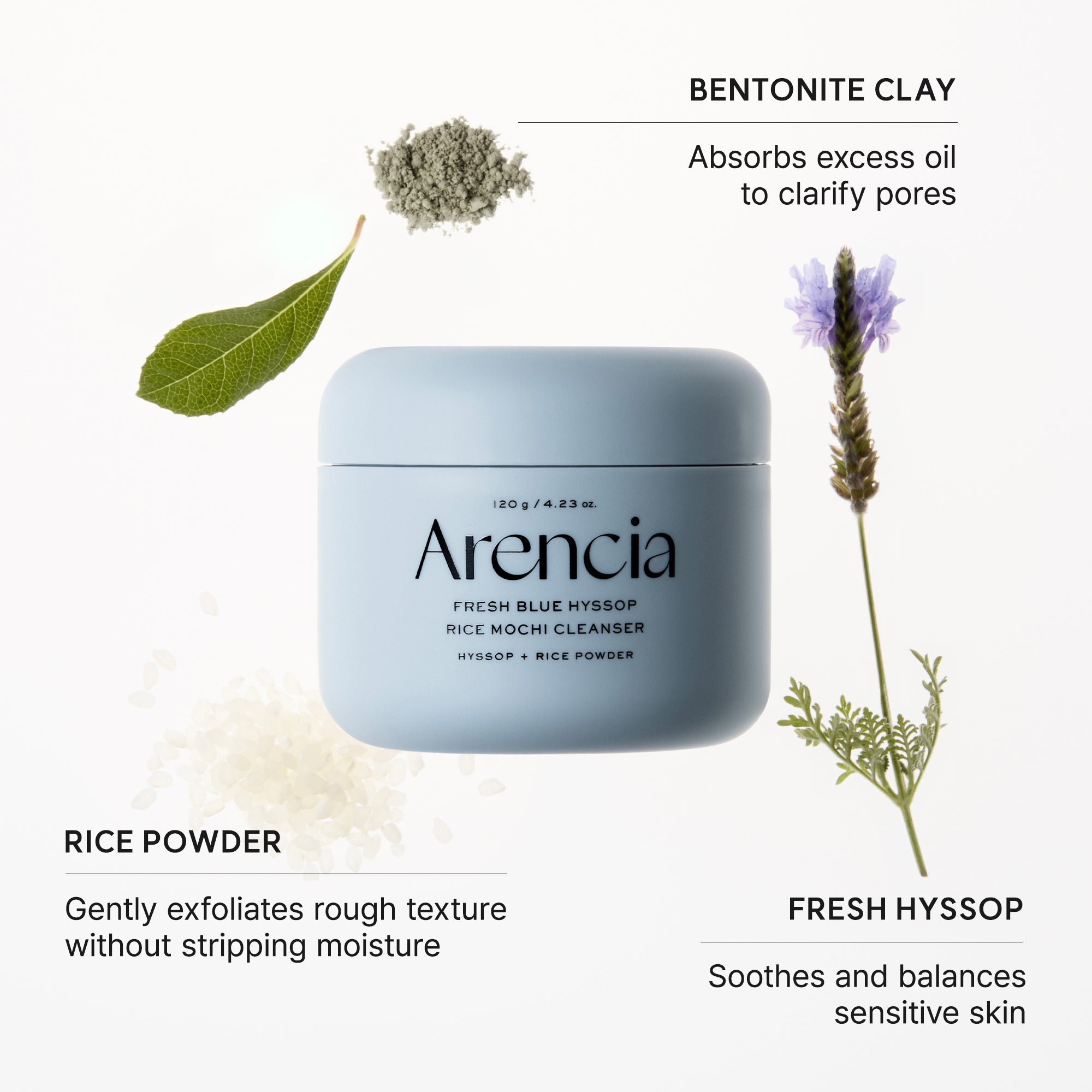 Arencia - Blue Hyssop Rice Mochi Cleanser (120g)-thekimyoung.com