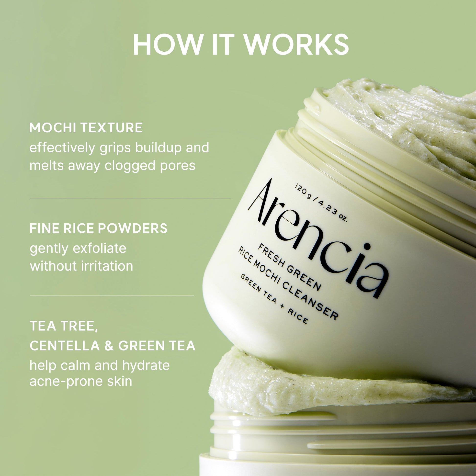 Arencia - Fresh Green Rice Mochi Cleanser (120g)-thekimyoung.com