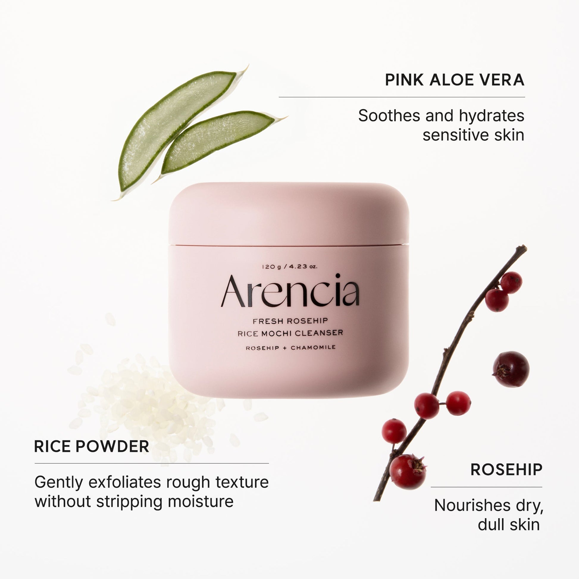 Arencia - Fresh Rosehip Mochi Cleanser (120g)-thekimyoung.com