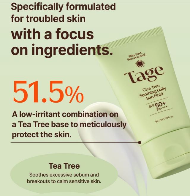 Tage - Cica-Tree Soothing Daily Sun Fluid 50ml-thekimyoung.com