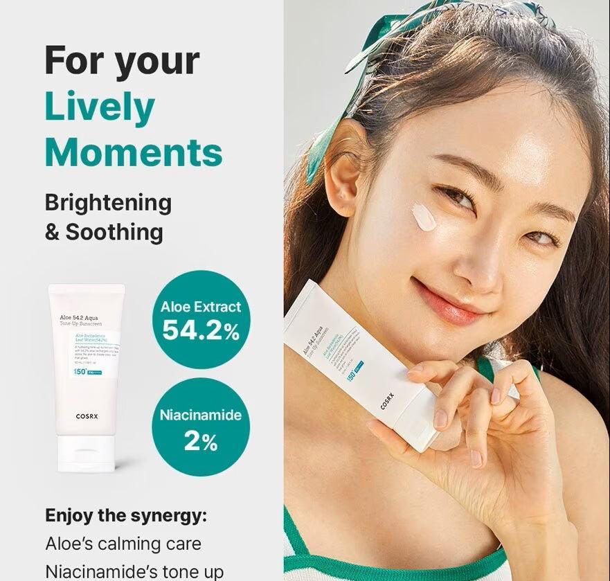 COSRX Aloe 54.2 Aqua Tone-up Sunscreen SPF 50+ PA++++ 50ml Sunscreen COSRX