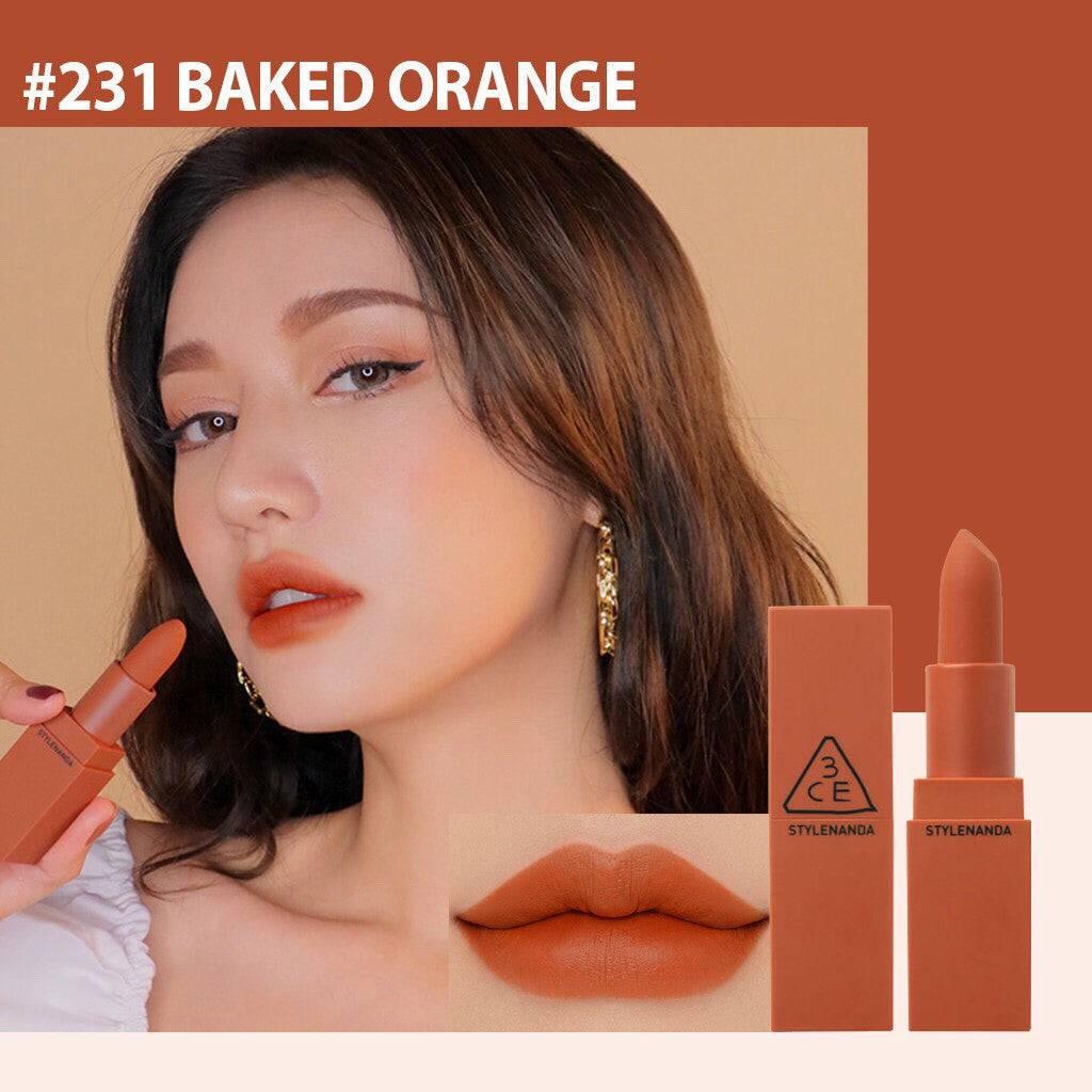 3CE Mood Recipe Matte Lip Color 3.5g (8 Colors) #No2 Lipstick 3CE #231 BAKED ORANGE