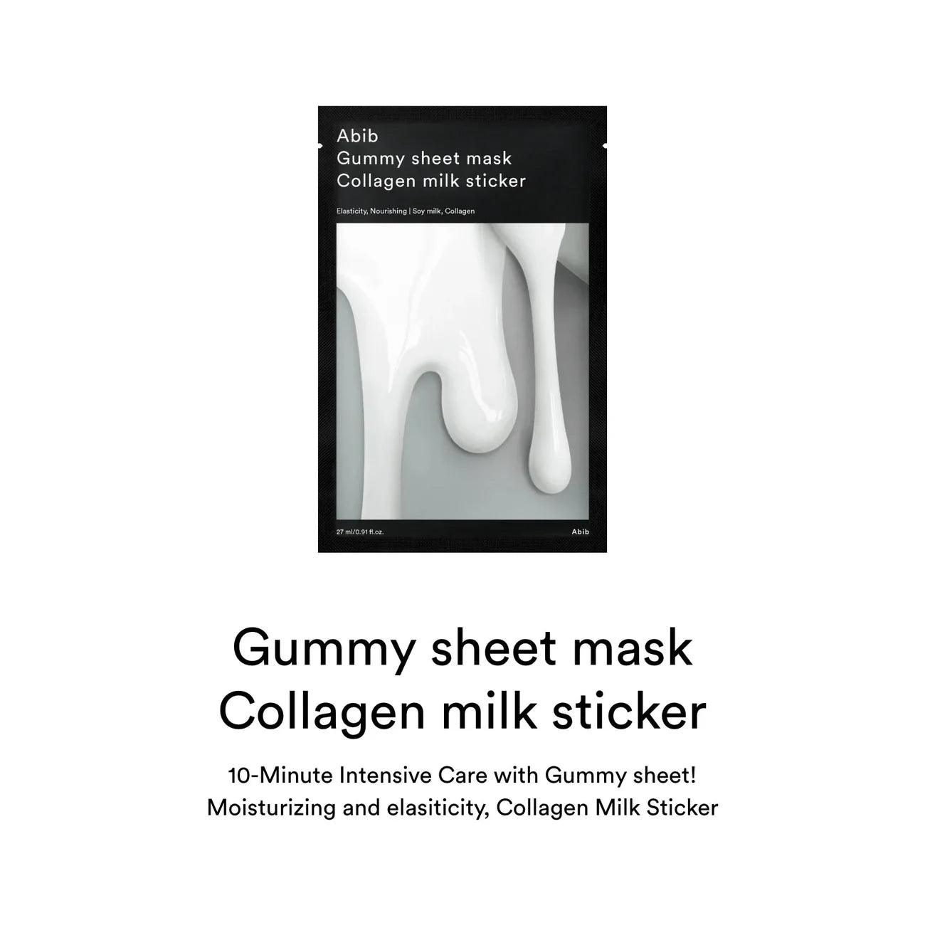 Abib Gummy sheet mask Collagen milk sticker 27ml X 10pc Mask Sheet Abib