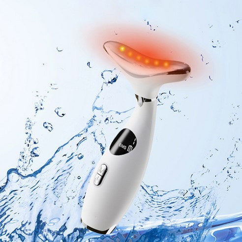 Routop Galvanic Face Neck Massager Sonic Vibration EMS Microcurrent Heating Light Care Face Massager Routop